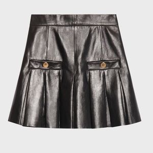 Sandro Jo pleated leather mini skirt